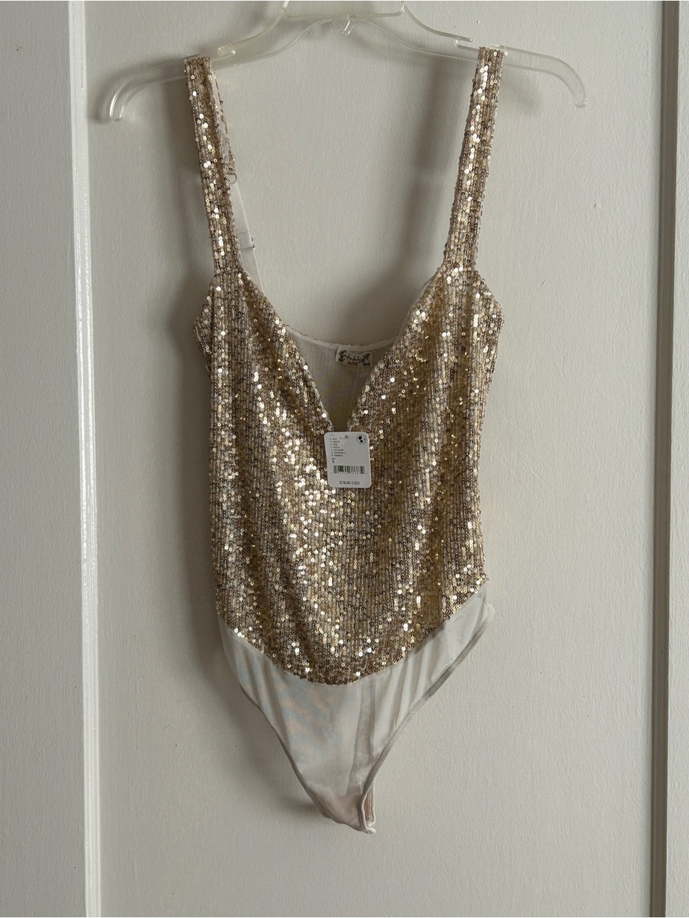 Intimately free people Sequin Scoop Neck Gold Bodysuit